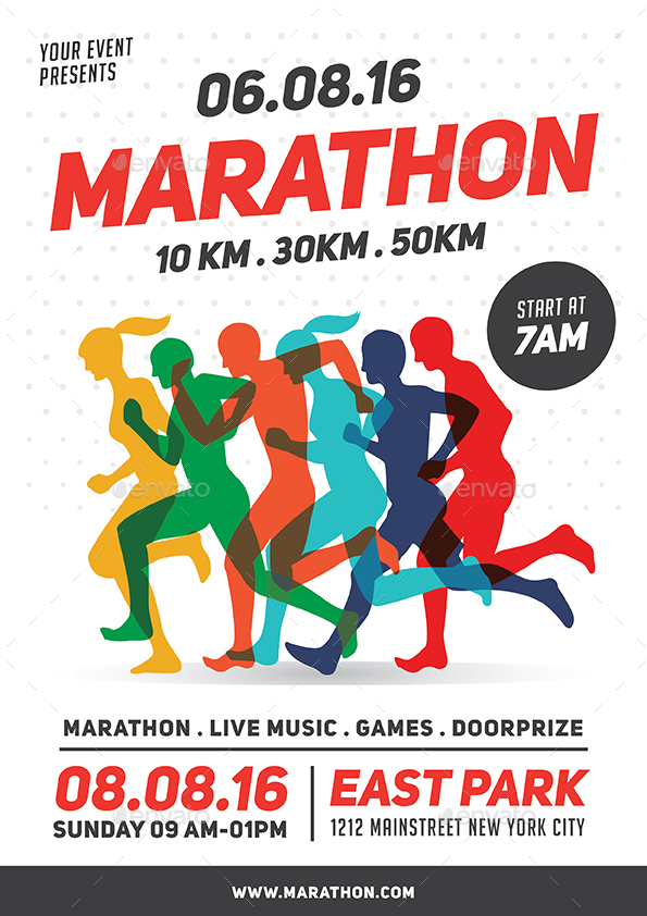 Marathon Event Flyer Template, Print Templates | GraphicRiver